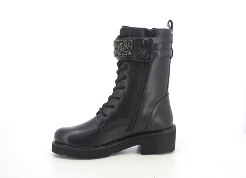 Melluso donna stivali pelle con lacci e zip